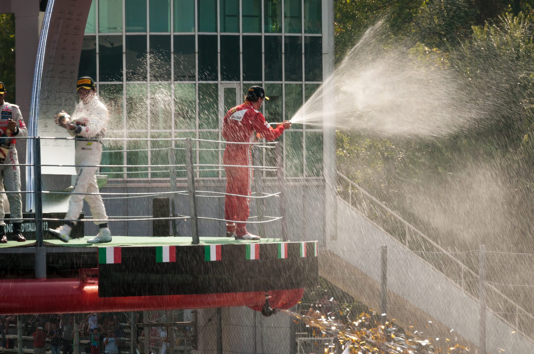 Formula 1 podium champagne