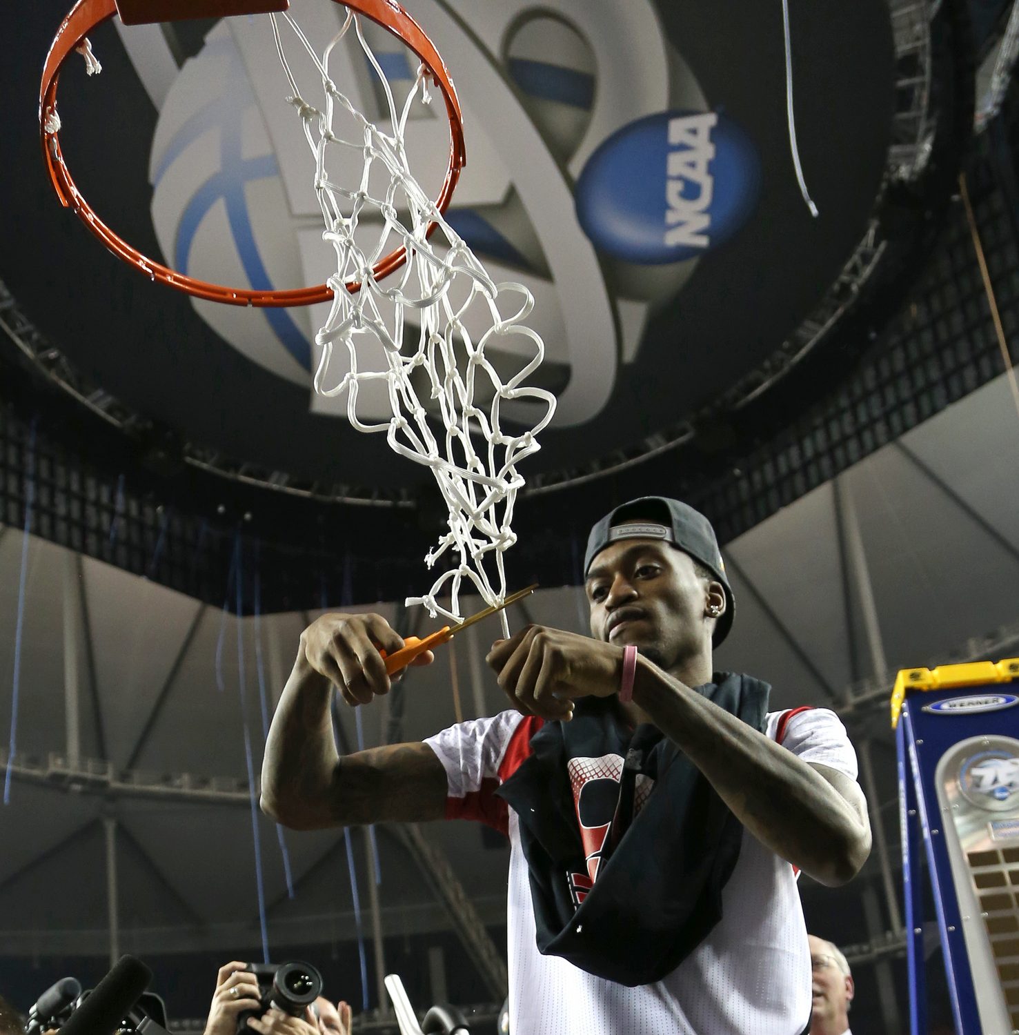 Cutting down the nets after the NCAA basketball championship
